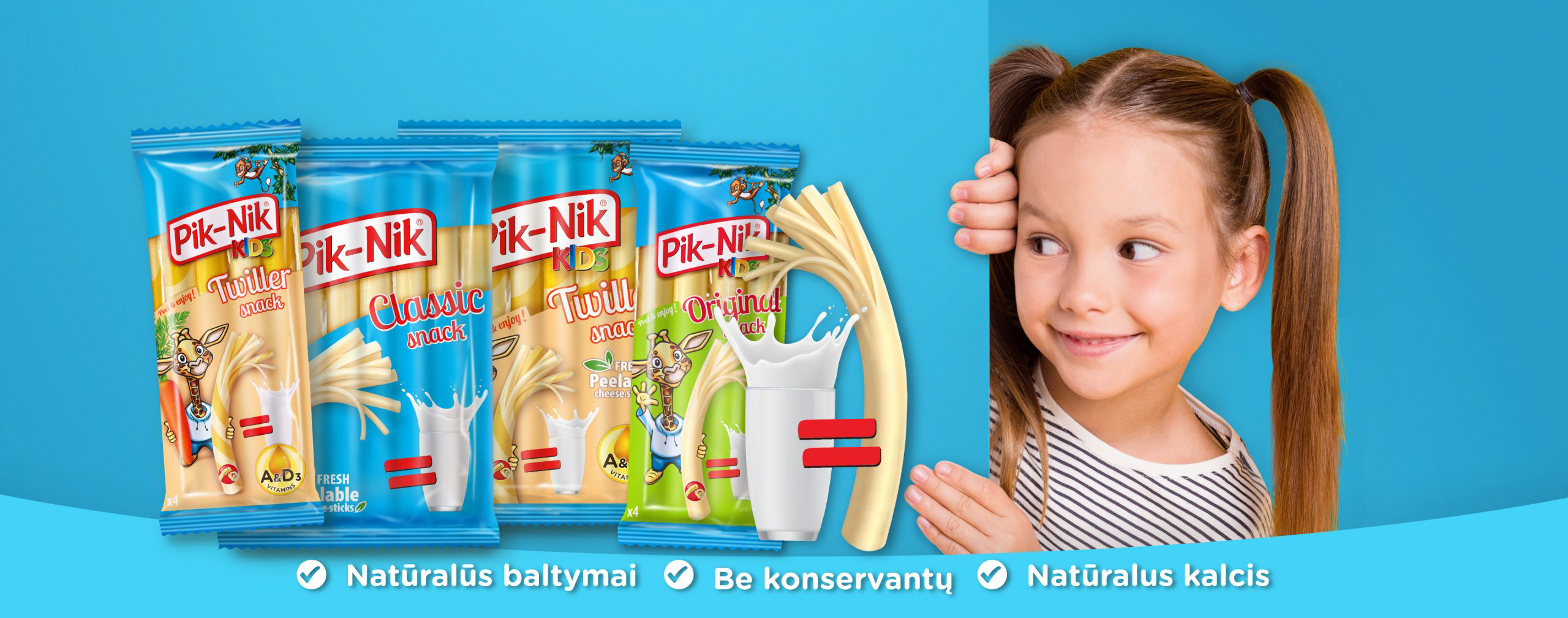 Pik-Nik produktai ir mergaitė